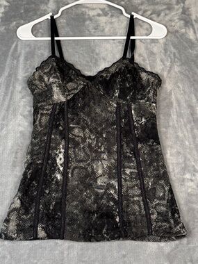 No Boundaries Corset Top Womens M Black Snake Print Lace Bustier Cami